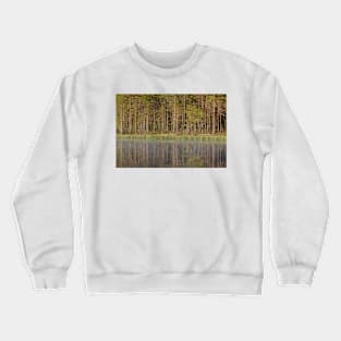 Forest reflecting to small lake at summer morning Crewneck Sweatshirt